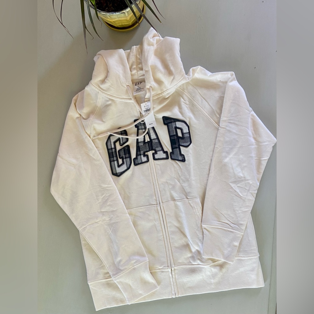 Nwt Gap Plaid Logo Zip Hoodie